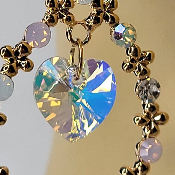 Heart Shape Crystal Earring Crystal and Gold Teardrop earrings - Picture 4 of 10